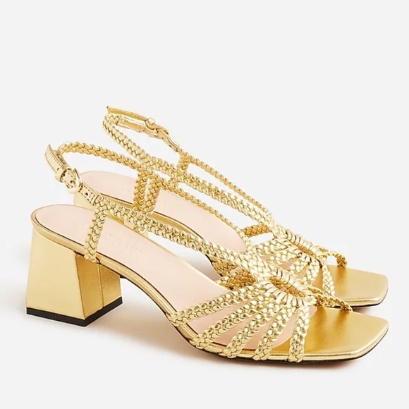 J crew Layne braided sandal heels in metallic leather - Picture 1 of 9